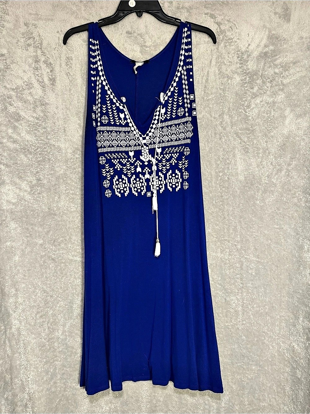 Express Women's Embroidered Maxi Dress Blue & White Medium